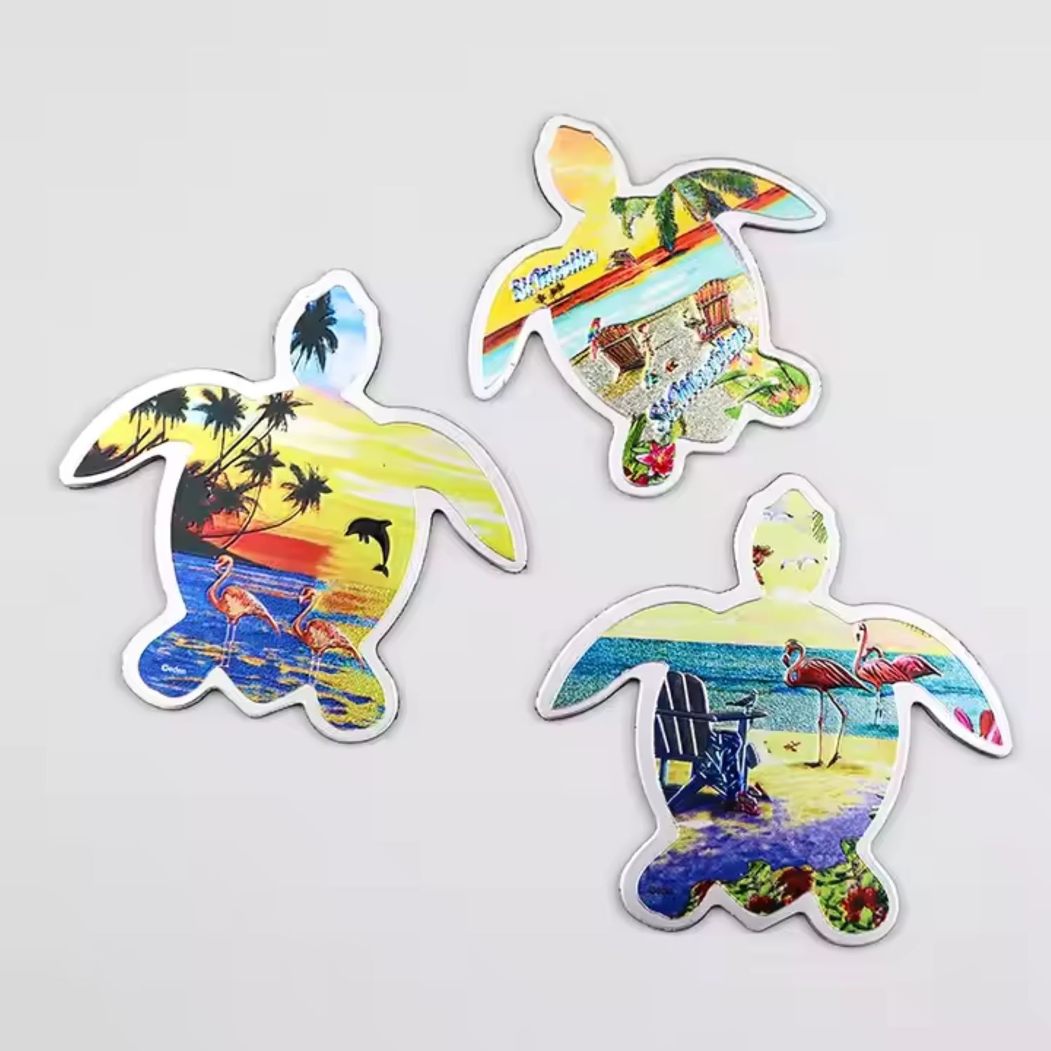 Wholesale Customised logo Shape Turtle Shape Beach Souvenir Tourist Aluminum Foil Refrigerator Magnet for Fridge