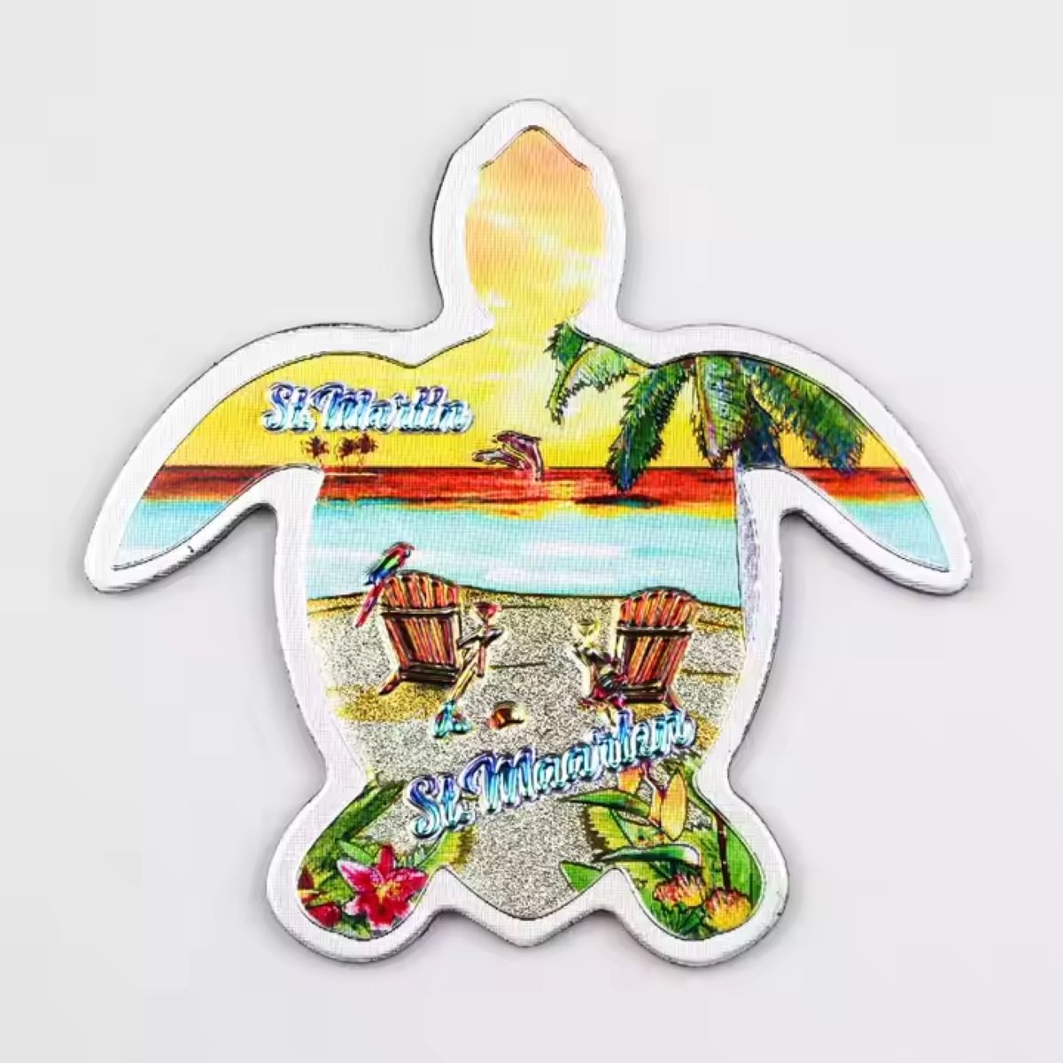 Wholesale Customised logo Shape Turtle Shape Beach Souvenir Tourist Aluminum Foil Refrigerator Magnet for Fridge