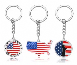 Customised Country Flag Keychain Logo Metal Keyring USA Flag Pendant Key Chains Charm Custom Metal Soft Enamel Keychains