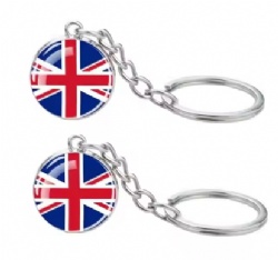 United Kingdom Country Flag Epoxy Dome Metal Key Chain Wholesale Offset Printed Epoxy Dome Metal Key Chain