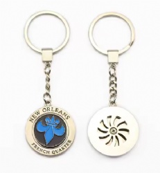 Personalized New Orleans Souvenirs Metal Key Ring Zinc Alloy Rotated Soft Enamel Keychain