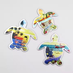 Wholesale Customised logo Shape Turtle Shape Beach Souvenir Tourist Aluminum Foil Refrigerator Magnet for Fridge