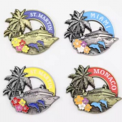 Funny Printed Enamel City Beach Souvenir Magnets for Fridge Metal Custom 3D Fridge Magnet