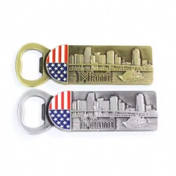 Custom Design USA City Tourist Souvenir Metal 3d Fridge Magnets Beer Bottle Opener