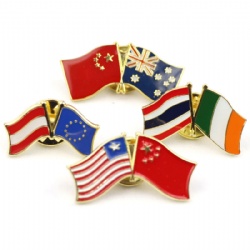 Wholesales Custom Offset Printing Country Flags Collar Souvenir Lapel Pin Badge