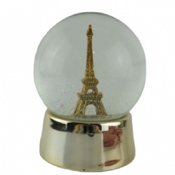 Custom Souvenir Water Globes,Golden Eiffel Tower Snow Globe,Souvenir Snow Balls